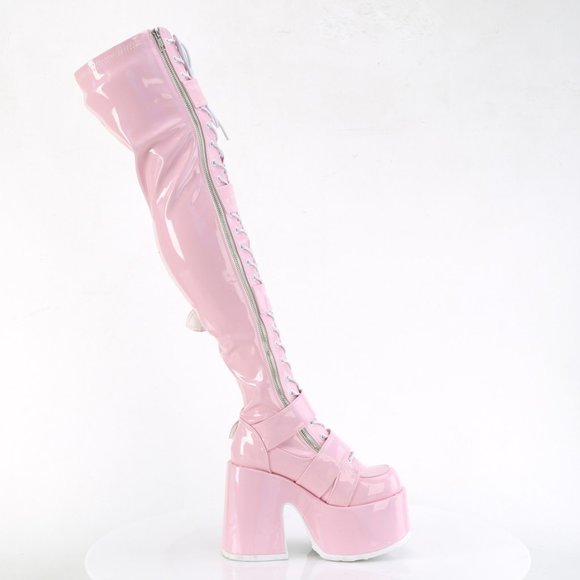 Platform Heel Gothic Lace Up Thigh High Boots - Picture 5 of 5